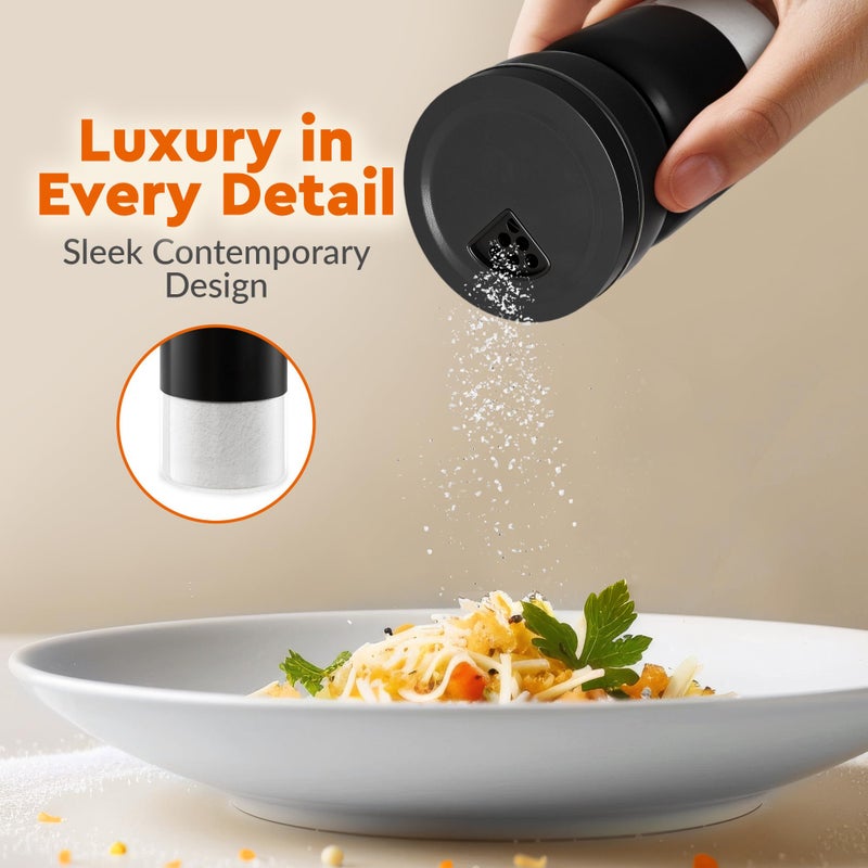 HOME EC Original Salt and Pepper Shakers Set with Adjustable Pour Holes - Black Salt Shaker and Pepper Shaker - Farmhouse Spice dispenser for salts, Ground peppercorn and spices - Image 3